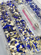 Load image into Gallery viewer, 1400 Combo High Quality Glass Nail Crystals Bling Box-Blue