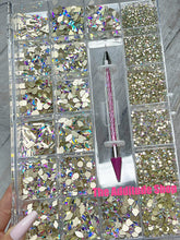 Load image into Gallery viewer, 1400 Combo High Quality Glass Nail Crystals Bling Box
