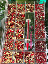 Load image into Gallery viewer, 1400 Combo High Quality Glass Nail Crystals Bling Box-Red