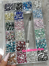 Load image into Gallery viewer, Mixed SS3-SS20 Round Nail Rhinestones Crystals Bling Box