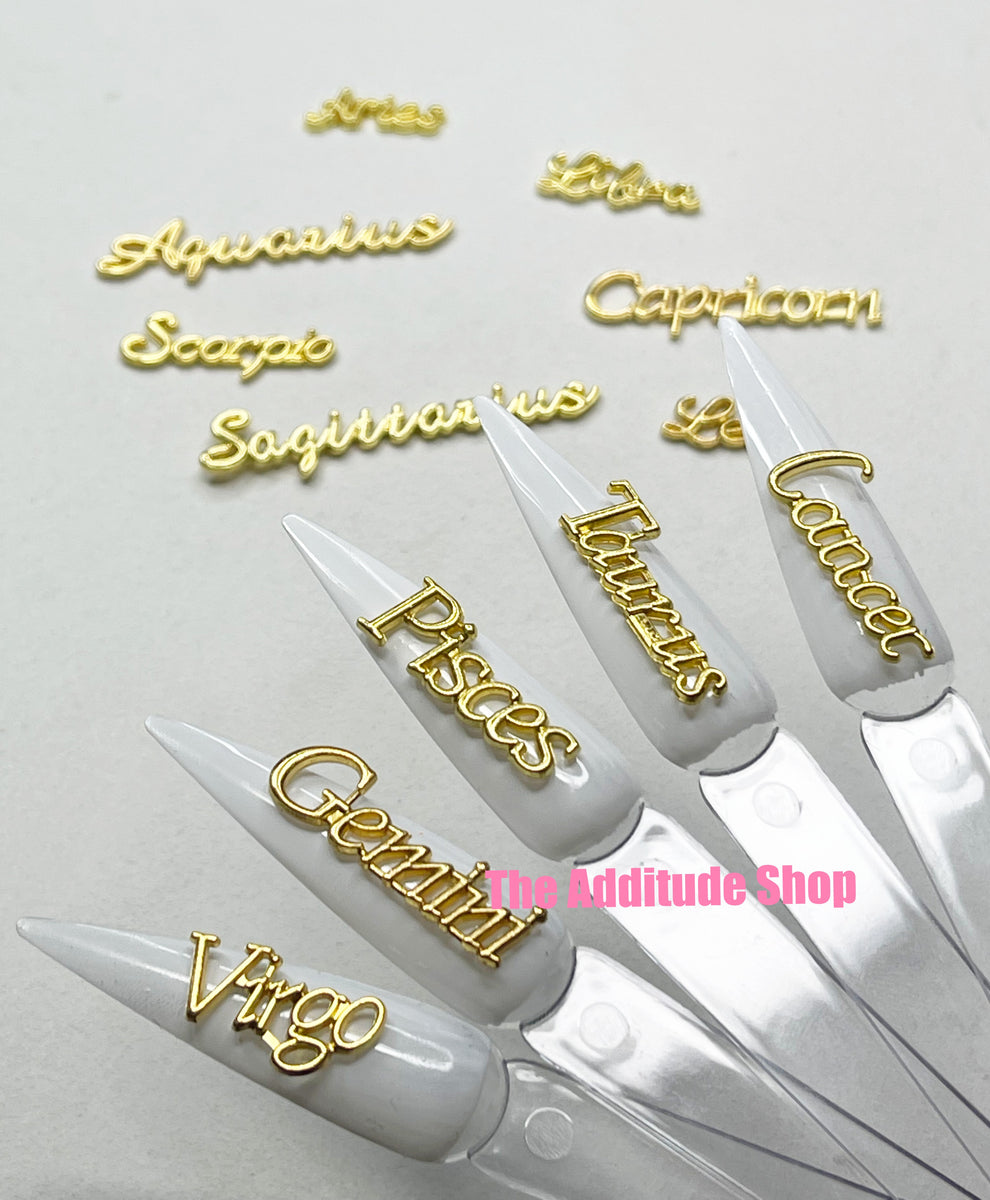 156 Pieces Nail Charms Alloy Zodiac Charms Word Message Flat Back Charms 12  Constellations Gold Zodiac Charm in 12 Styles Charm Accessories Art Nail  Decoration Designer Charms for Jewelry Making