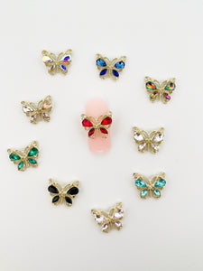 Mixed Colors Butterfly #3 Alloy Nail 3D Charms - 10 Pieces