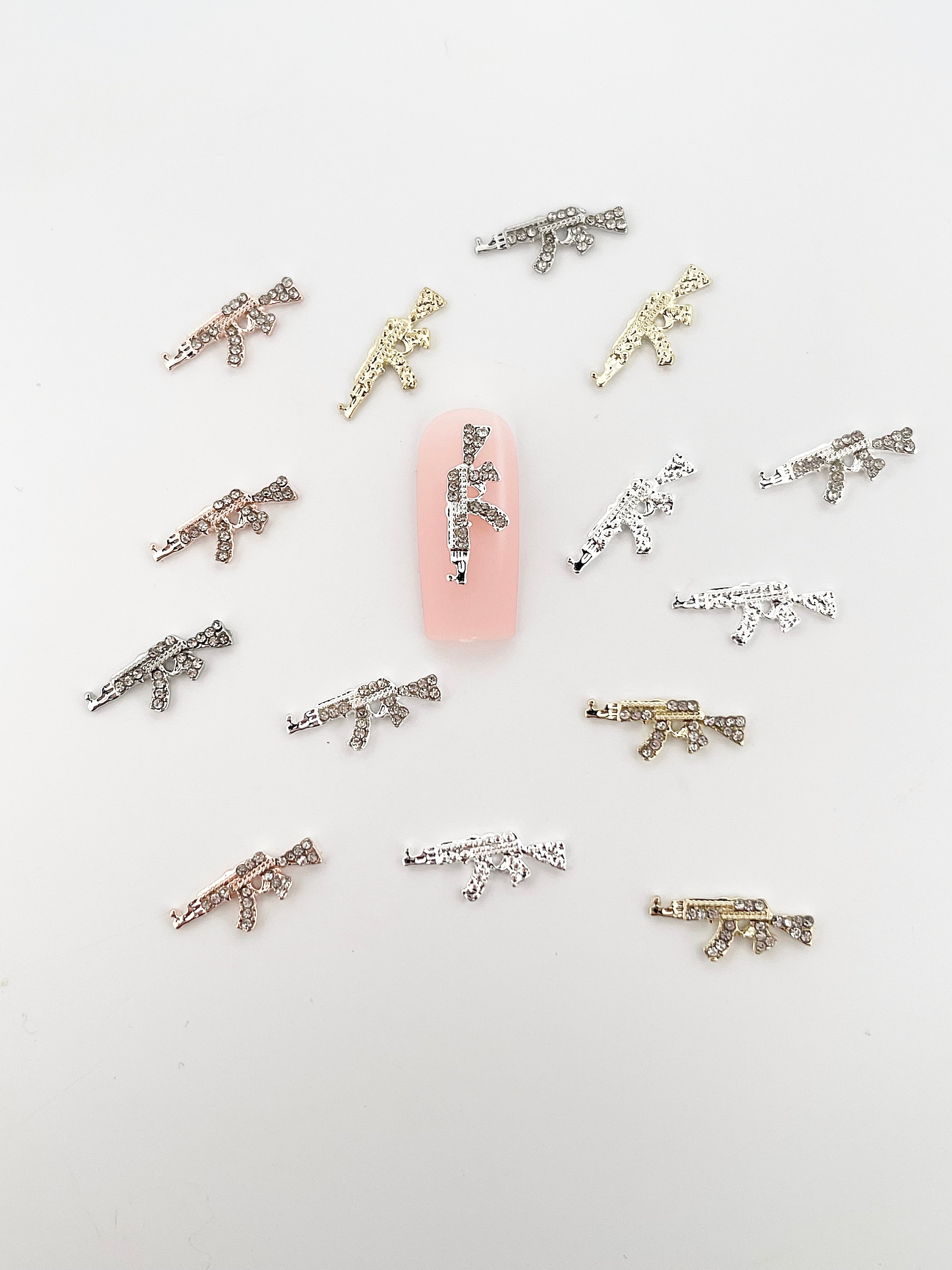 Mini Rhinestones G U N #2 Nail Charms-15 Pieces – The Additude Shop