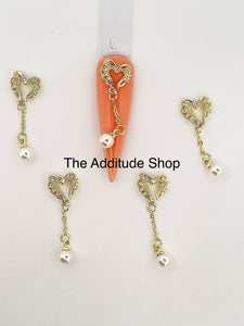 Heart Dangling #5 3D Zircon Nail Charms (5 Pieces)