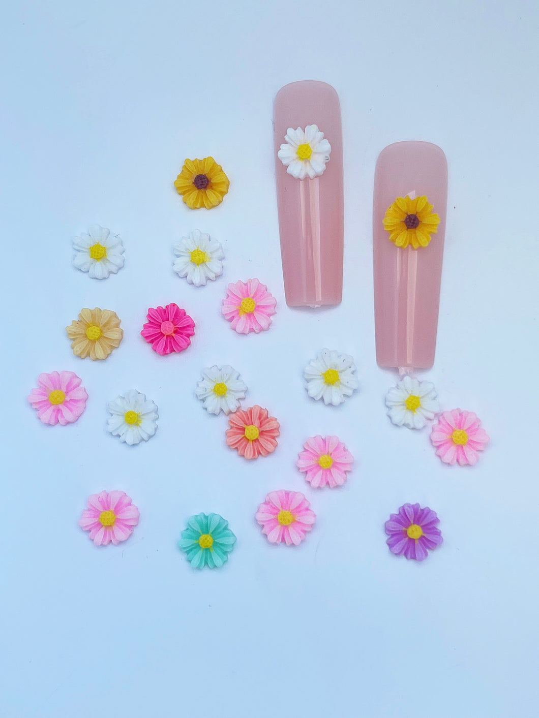 Colorful Sunflower Nail 3D Flower Resin Charms-20pcs