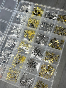 4 colors Chrome Mixed Nail Charms Box-240 Pieces