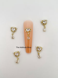 Heart Dangling #4 3D Zircon Nail Charms (5 Pieces)