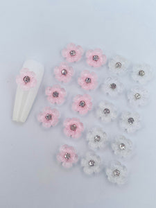 Translucent White & Pink Resin Nail Charms