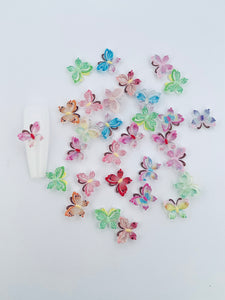 30pcs Multi Colored Resin Butterfly Nail Charms