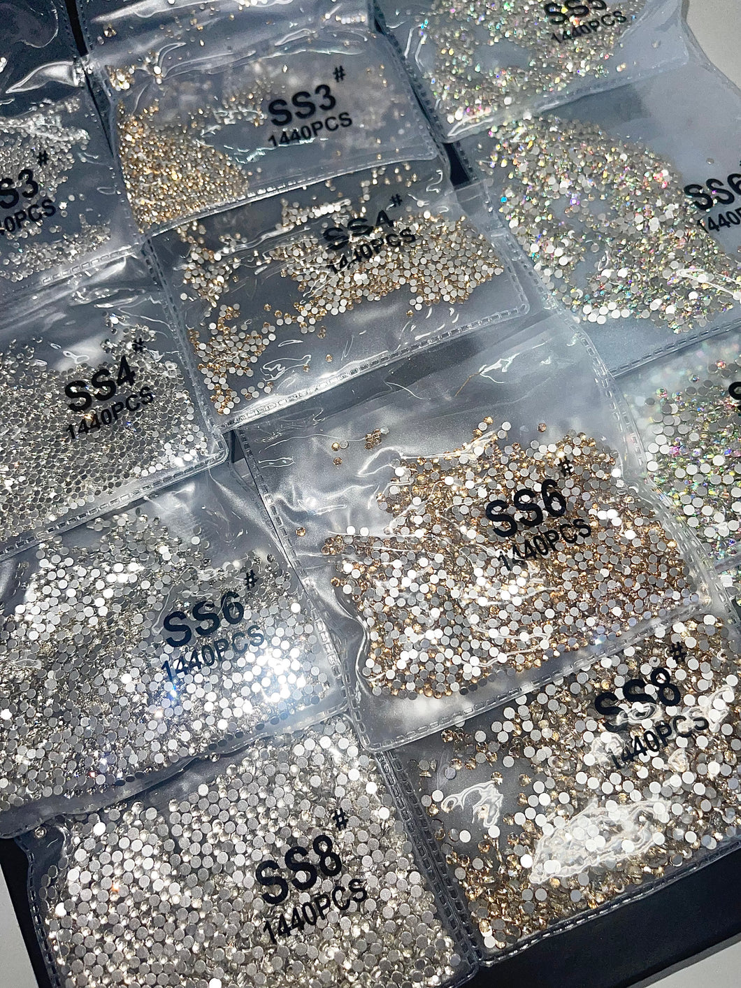 1400pcs SS3-SS8 Glass Nail Rhinestones Gems