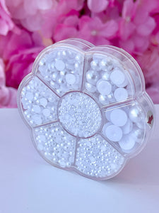 7 grids White Pearls Nail Beads