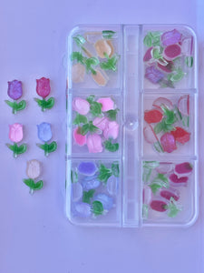 6 grids Jelly Roses 3D Nail Art