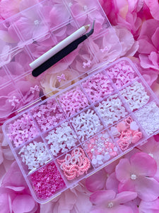 15 grids Mixed Bows Flowers Hearts 3D Nail Charms