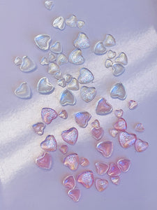 Mixed Aurora Clear & Pink Hearts Nail 3D Charms