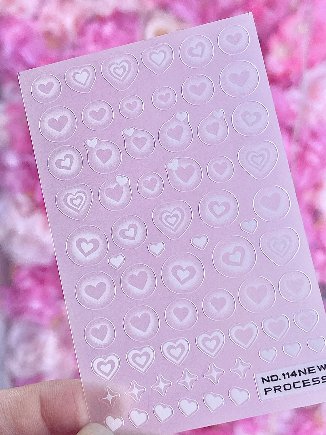 White Mixed Ombré Heart Nail Stickers #114