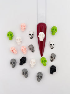 Skeleton Head Halloween Mixed Nail Charms-19 pieces