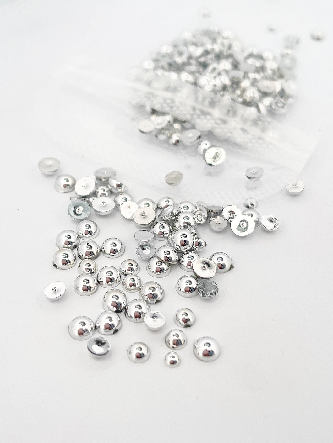 Silver Pearls Mixed Sizes Nail Art Charms