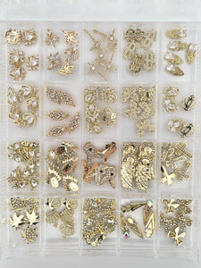 Zircon & Alloy 3D Nail Art Charms Box-100 Pieces
