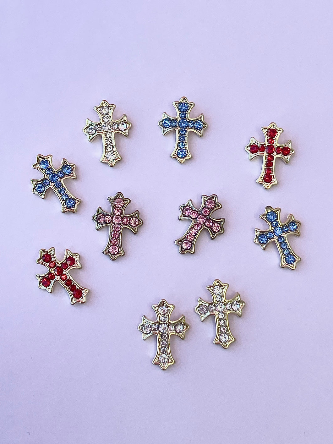 Mixed color bling crosses Nail 3D Charms-10pcs