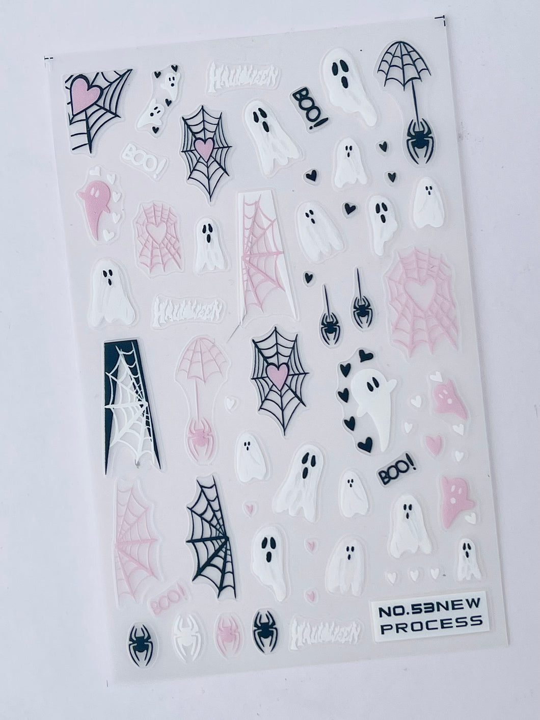 Halloween Pink Spider Web Nail Stickers-#53