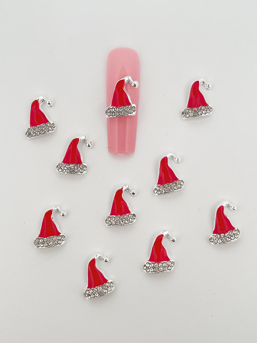 Red Santa Hat Christmas Nail Charms 10 pieces
