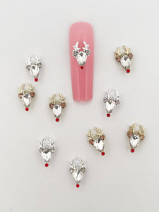 Red Nose Reindeer Christmas Nail Charms 10 pieces