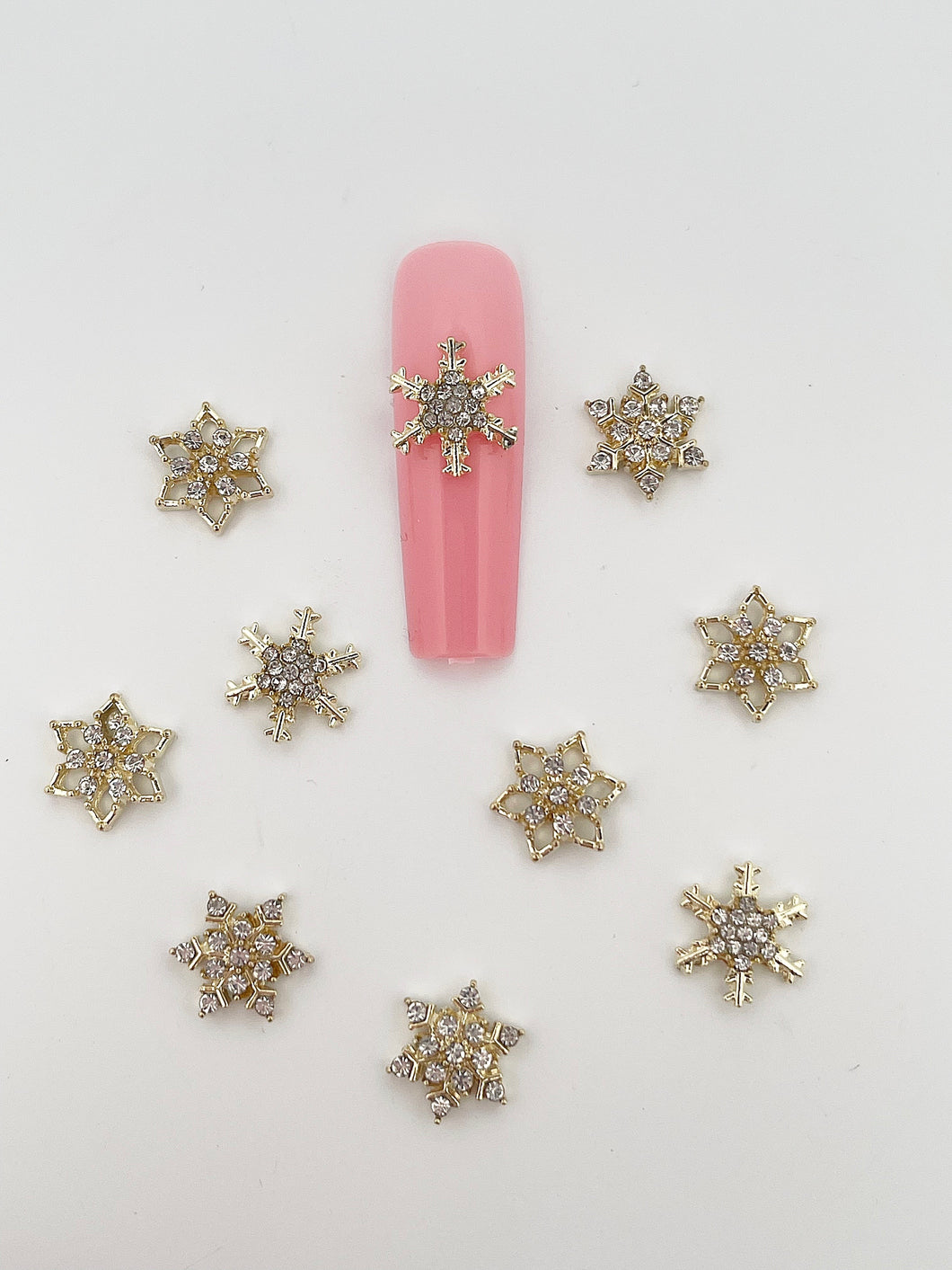 Mixed Gold Snowflake Nail Charms 10 pieces