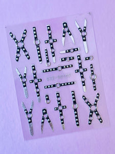 5D Halloween Black Chains Nail Stickers-#109