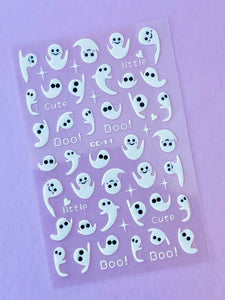 Glow in the Dark White Ghost Halloween Nail Stickers-cc 01