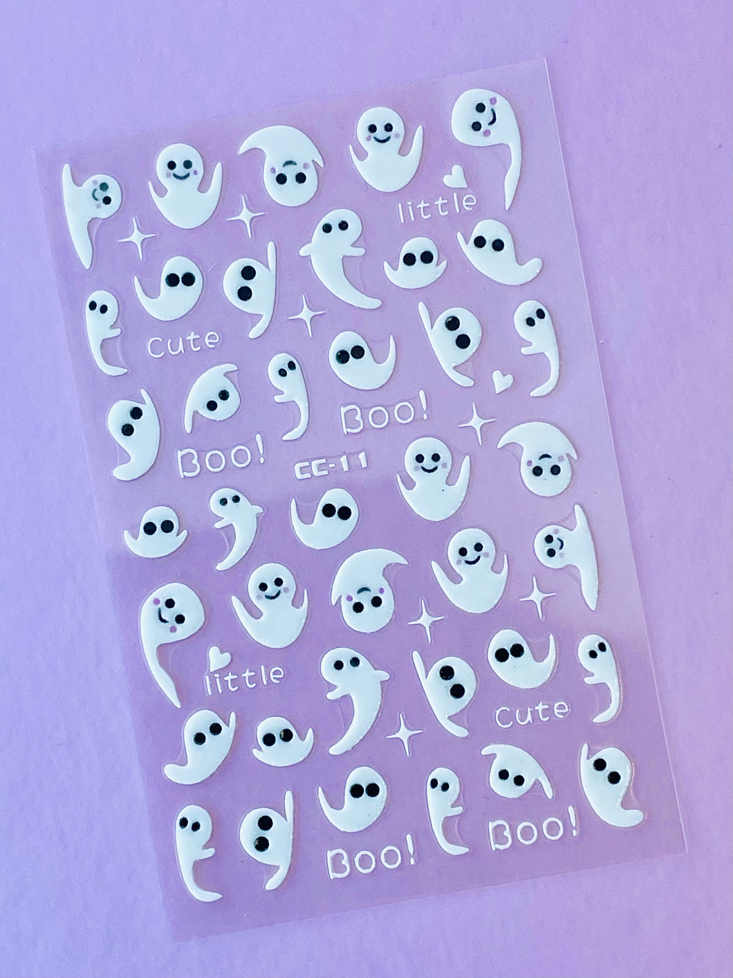 Glow in the Dark White Ghost Halloween Nail Stickers-cc 01