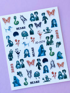 Bride & Groom Halloween Nail Stickers-2574