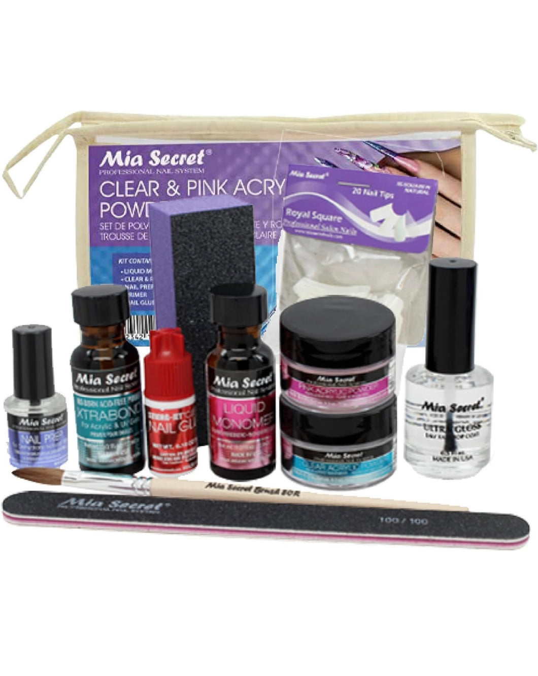 Mia Secret Pink & Clear Acrylic Powder Nail Kit