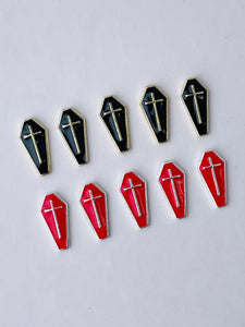 Halloween Black Red Coffin Nail Charms