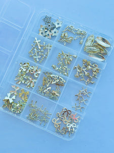 12 Designs Mixed Gold Nail Charms