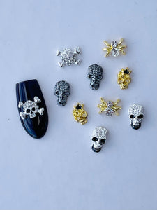 Halloween Mixed Skulls Spiders Nail Charms