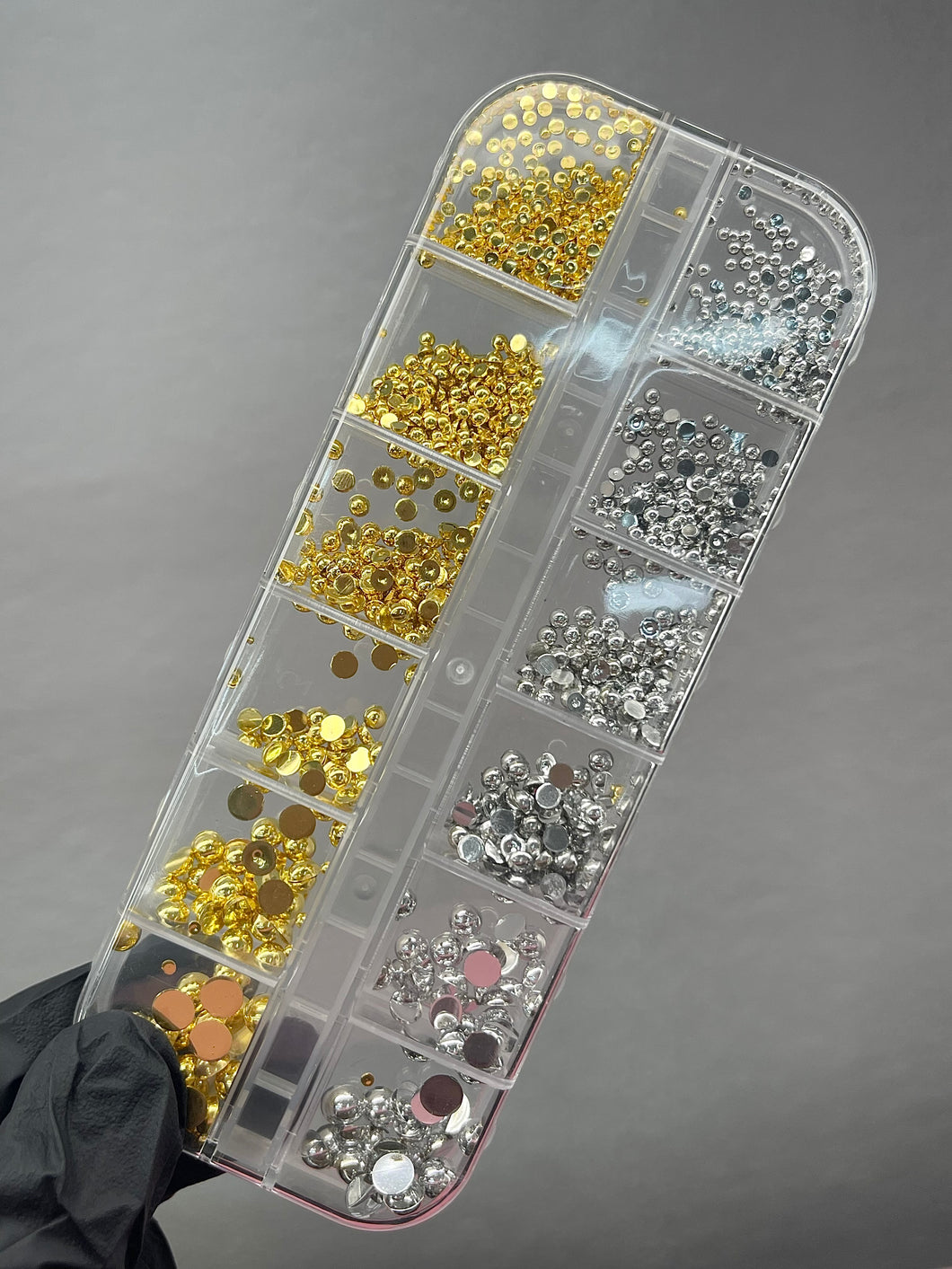 Gold & Silver 12 grids Pearl Nail Charms