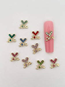 Love Heart Rhinestones Alloy Nail Charms-10 Pieces