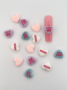 Valentine’s Candy Heart Nail Charms-15 Pieces