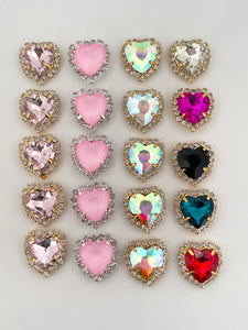 Oversized Rhinestone Heart Nail Charms-10 Pieces