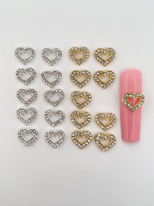 Rhinestones Heart Alloy Nail Charms-10 Pieces