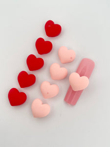 Resin Pink Red Heart Nail Charms-10 Pieces