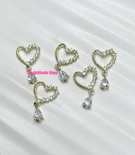 Load image into Gallery viewer, Half &amp; Half Dangling Hearts 3D Zircon Nail Charms (5 Pieces)
