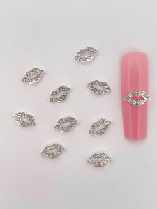 Rhinestone Lips Valentine Nail Charms- 10 pieces