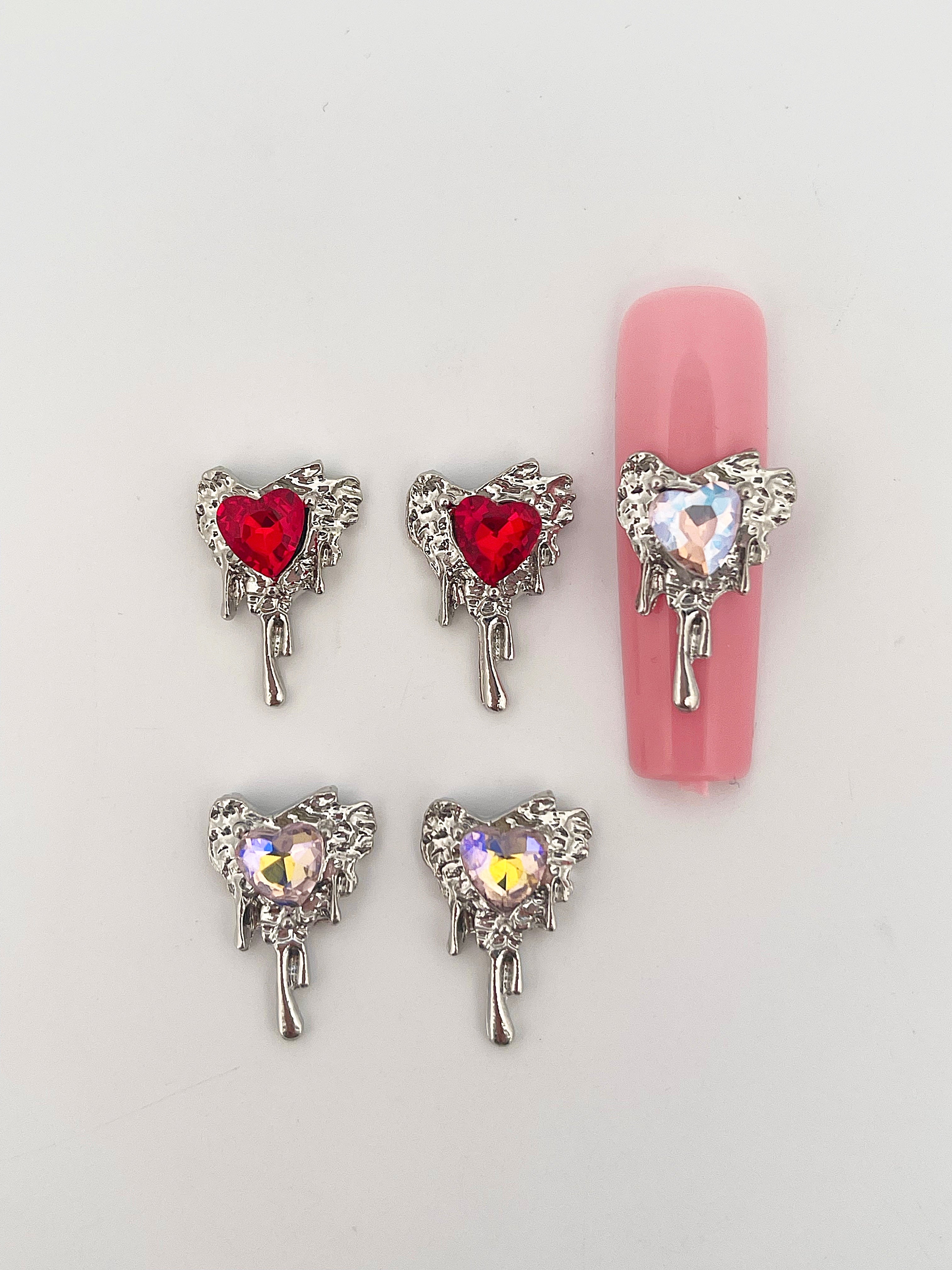 24 Pieces Dangling Colorful Heart Piercing Nail Charms – The Additude Shop