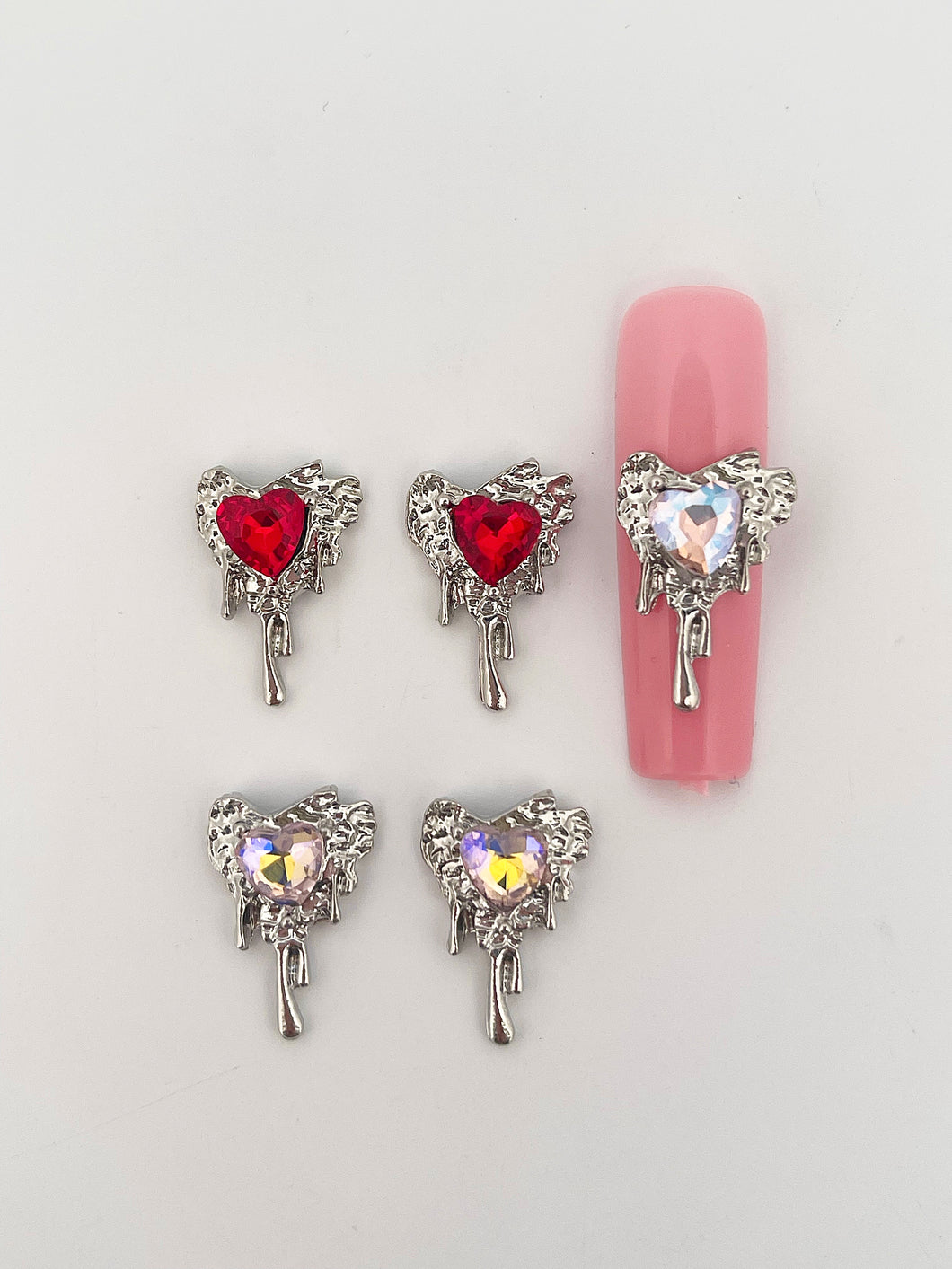 Dripped Heart Nail Charms- 5 pieces