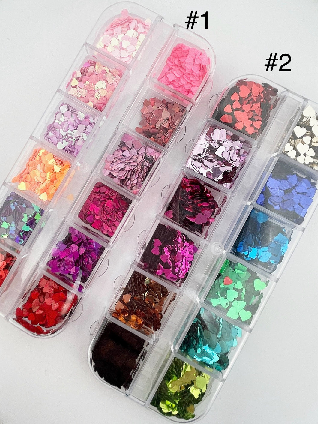 12 Grids Solid Heart Nail Glitter Sequins Decoration