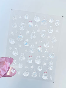 Blue Aurora Ornaments Christmas Nail Sticker-4484