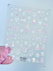 5D Pink Aurora Christmas Wreath Nail Sticker #2466