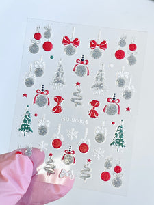 5D Silver Ornament Christmas Nail Sticker #004