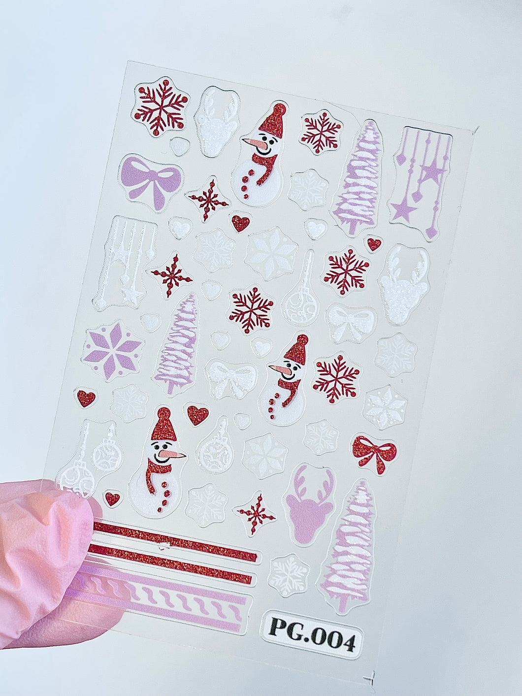 Pink Christmas Tree Nail Sticker #004